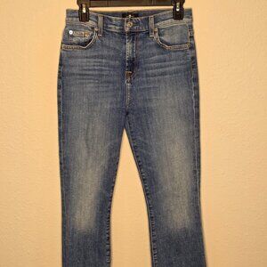 7 For All Mankind Women's Ragged Hem, Faded Denim Jeans, Size 27